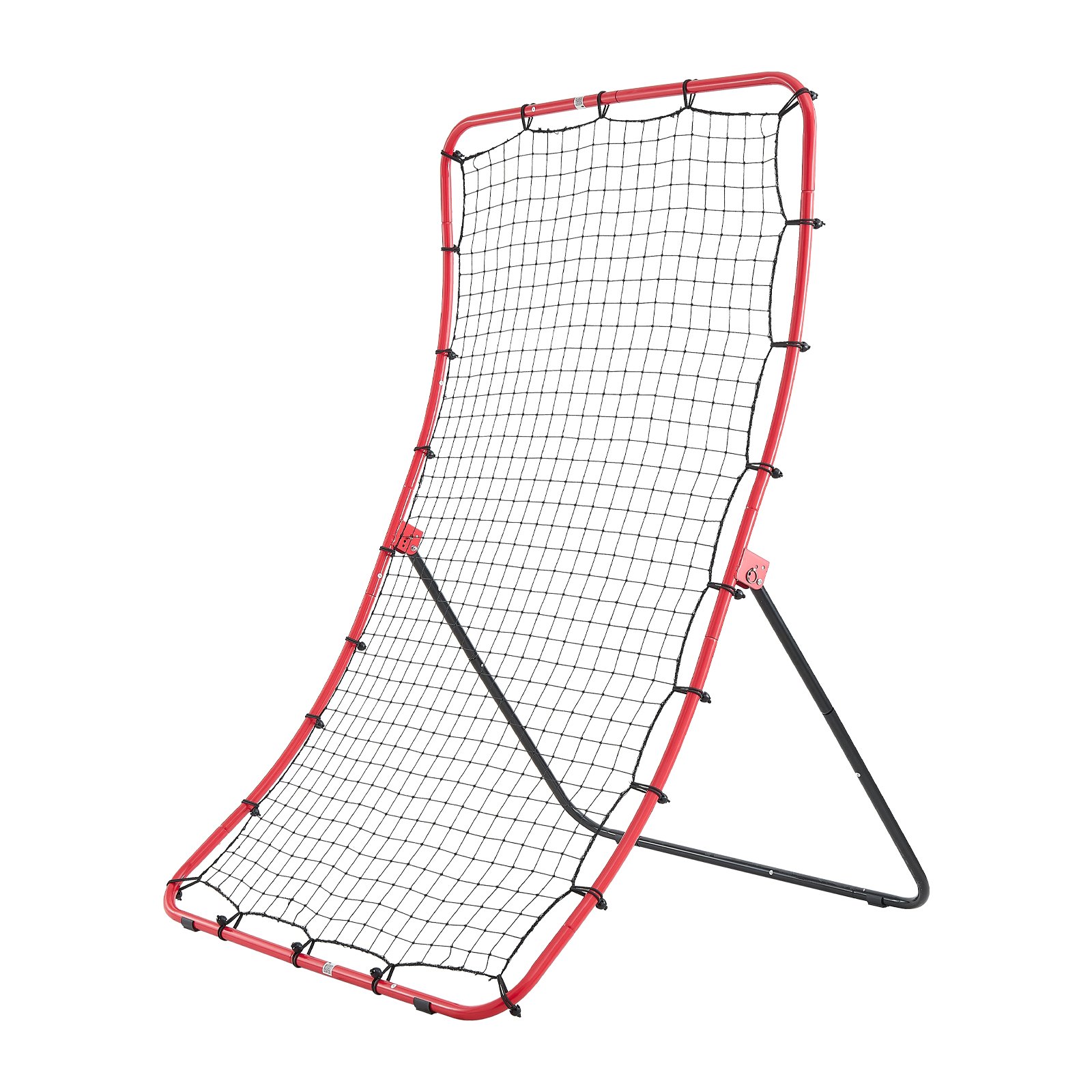 VEVOR honkbal- en softbalreboundnet 1080x1025x1740 mm, reboundnet voor honkbal- en softbaltraining, met 5 hoeken, Q195 stalen frame, gebogen PE-net, 4 grondankers en opvouwbaar ontwerp.