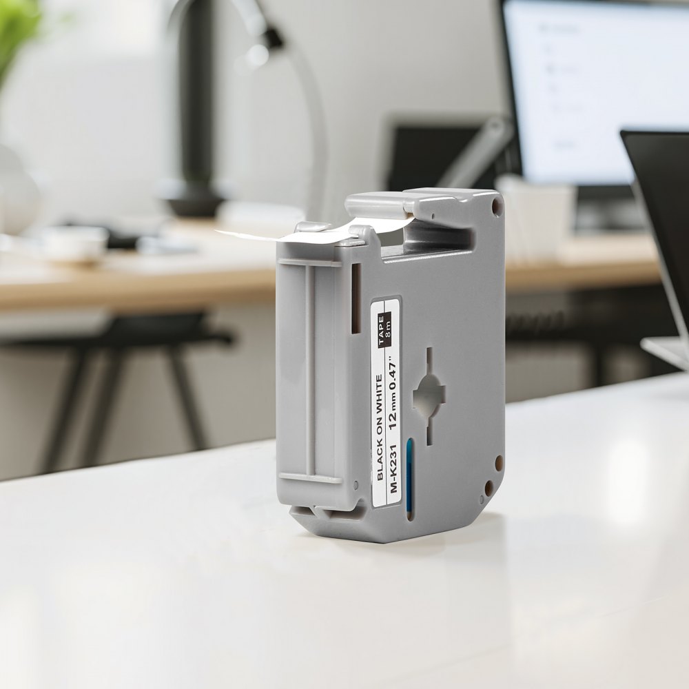 VEVOR Label Maker Tape, 4 Pack, 0.47 in / 12 mm Black on White Label Cartridge Compatible for Various Types of Brother Labelers, Durable & Long-lasting, Waterproof, Replacement for Letra Tag M-K231