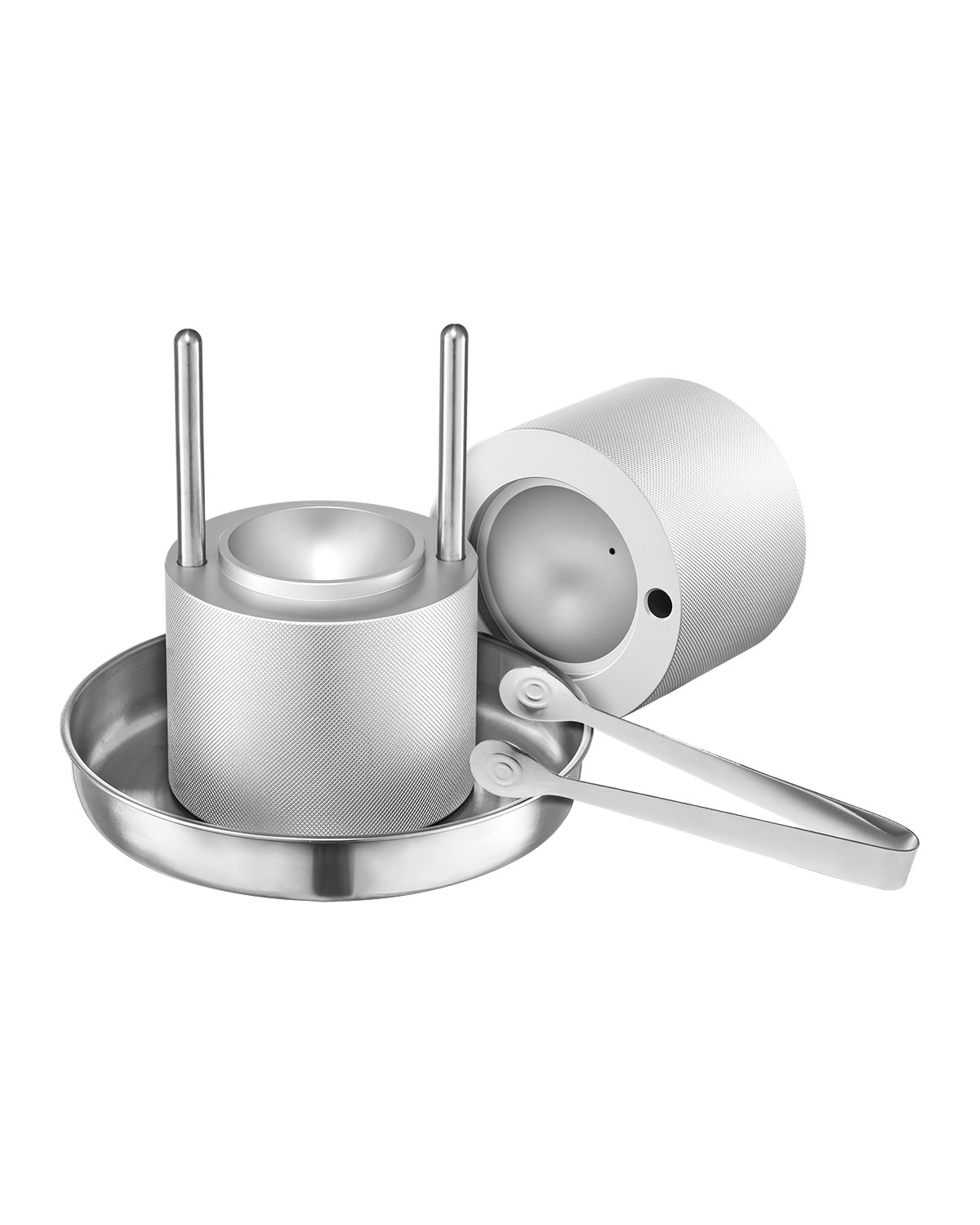 VEVOR Ice Press IJsbalmakerset 53 mm IJsbal van luchtvaartaluminium met tang en lekbak, ijsblokvorm IJsbalmaker voor whisky, cocktail, bourbon, scotch op feestjes en feestdagen