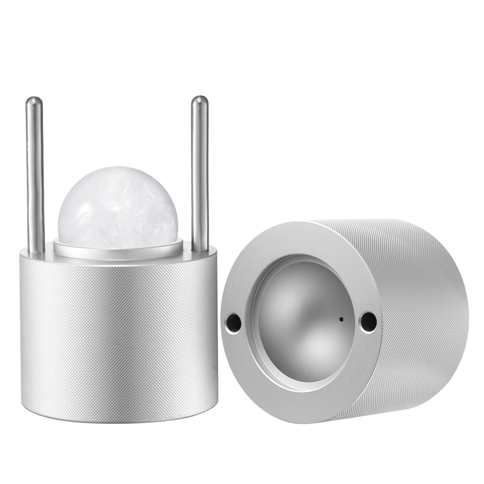 VEVOR Ice Press IJsbalmakerset 53 mm IJsbal van luchtvaartaluminium met tang en lekbak, ijsblokvorm IJsbalmaker voor whisky, cocktail, bourbon, scotch op feestjes en feestdagen