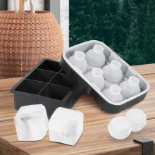 VEVOR 6-piece ice cube maker, ice cube molds, 5 cm ice ball, ice cube mold, ice cube mold, durable ice cube molds, ice cube tray, black, whiskey, Americano, drinks, juices, etc.