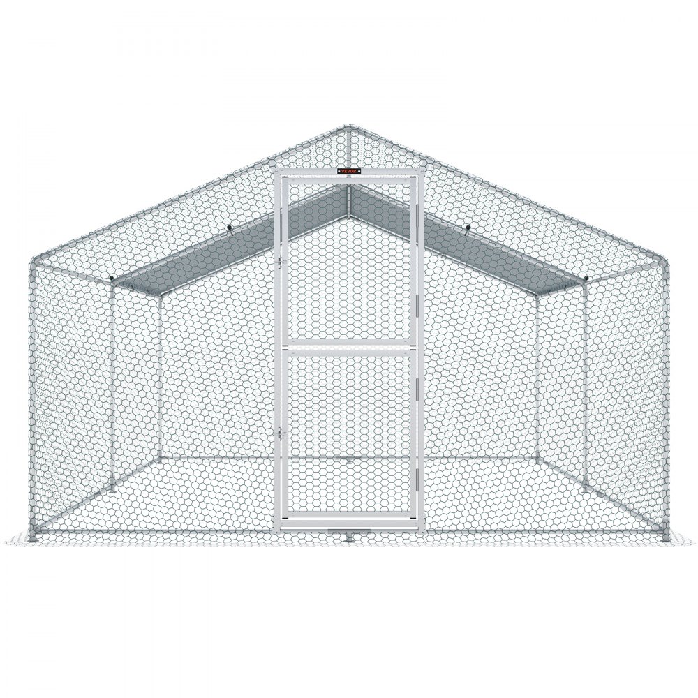 VEVOR Metal Chicken Coop, 13.1 x 9.8 x 6.6 ft Large Chicken Run, Peaked Roof Outdoor Walk-in Poultry Pen Cage for Farm or Backyard, with Water-proof Cover and Protection Mesh, for Hen, Duck, Rabbit