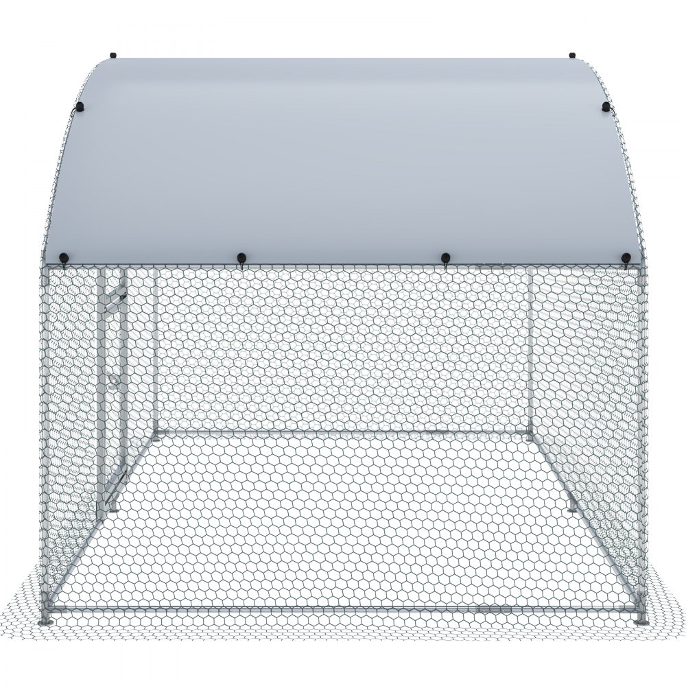 VEVOR Large Metal Chicken Coop with Run, Walkin Chicken Coop for Yard with Waterproof Cover, 6.6 x 9.8 x 6.6 ft, Dome Roof Large Poultry Cage for Hen House, Duck Coop and Rabbit Run, Silver