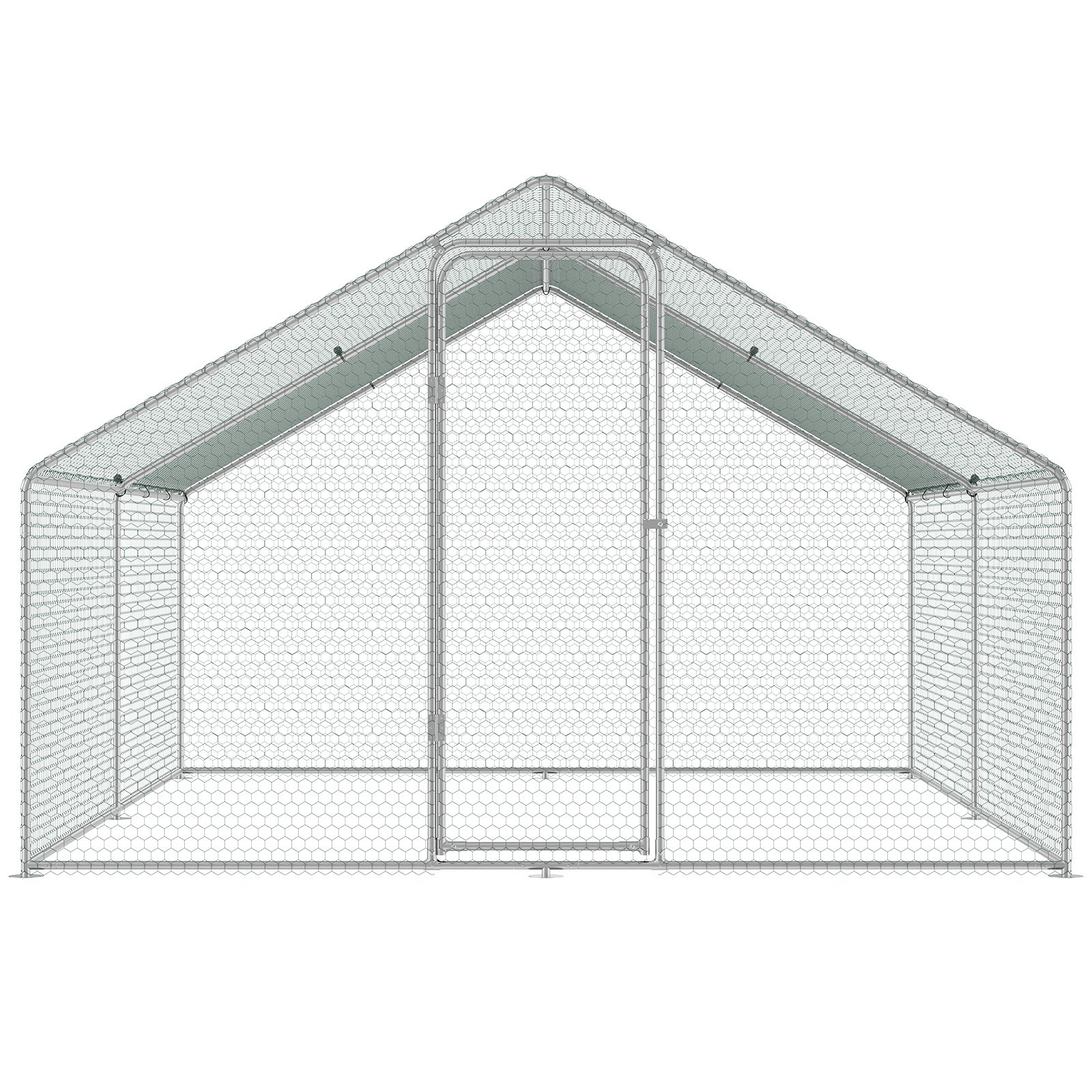 VEVOR Large Metal Chicken Coop, 9.8x12.9x6.5 ft Walk-in Chicken Runs for Yard with Cover, Spire Roof Hen House with Security Lock for Outdoor and Backyard, Farm, Duck Rabbit Cage Poultry Pen