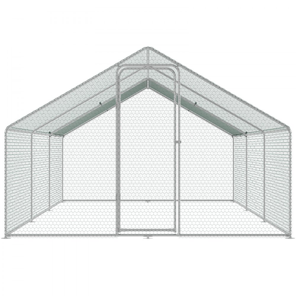 VEVOR Large Metal Chicken Coop, 9.8x19.3x6.5 ft Walk-in Chicken Runs for Yard with Cover, Spire Roof Hen House with Security Lock for Outdoor and Backyard, Farm, Duck Rabbit Cage Poultry Pen