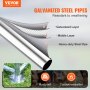 VEVOR galvanized steel pipes, weather-resistant with galvanized layer, middle layer, and heavy-duty steel pipe.