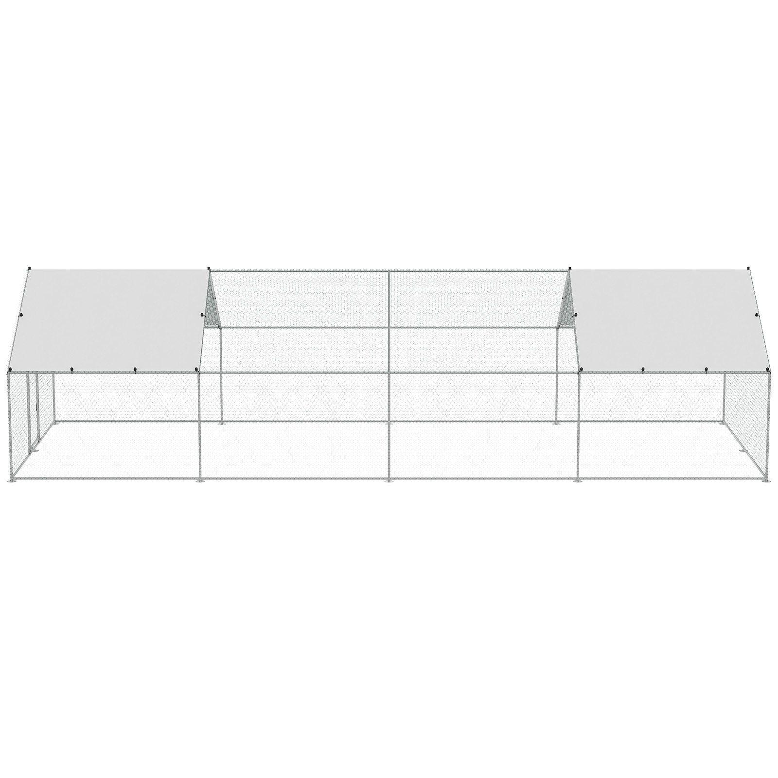 VEVOR Large Metal Chicken Coop with Run, 9.8x25.6x6.5 ft Walk-in Chicken Runs for Yard with Cover, Spire Roof Hen House with Security Lock for Outdoor and Backyard, Farm, Duck Rabbit Cage Poultry Pen