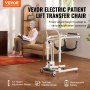 VEVOR Electric Patient Lift Transfer Chair, Quick-Folding Patient Lift Wheelchair with Adjustable Height, Bedside Commode Toilet Chair with Wheels & 2 Seat Cushion for Senior Disabled, 220LBS Capacity