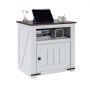 VEVOR Farmhouse End Table, Square Night Stand with USB Ports and Outlets, 3 Tiers End Table Side Table with Storage Cabinet, Ideal for Living Room, Bedroom, Office, White