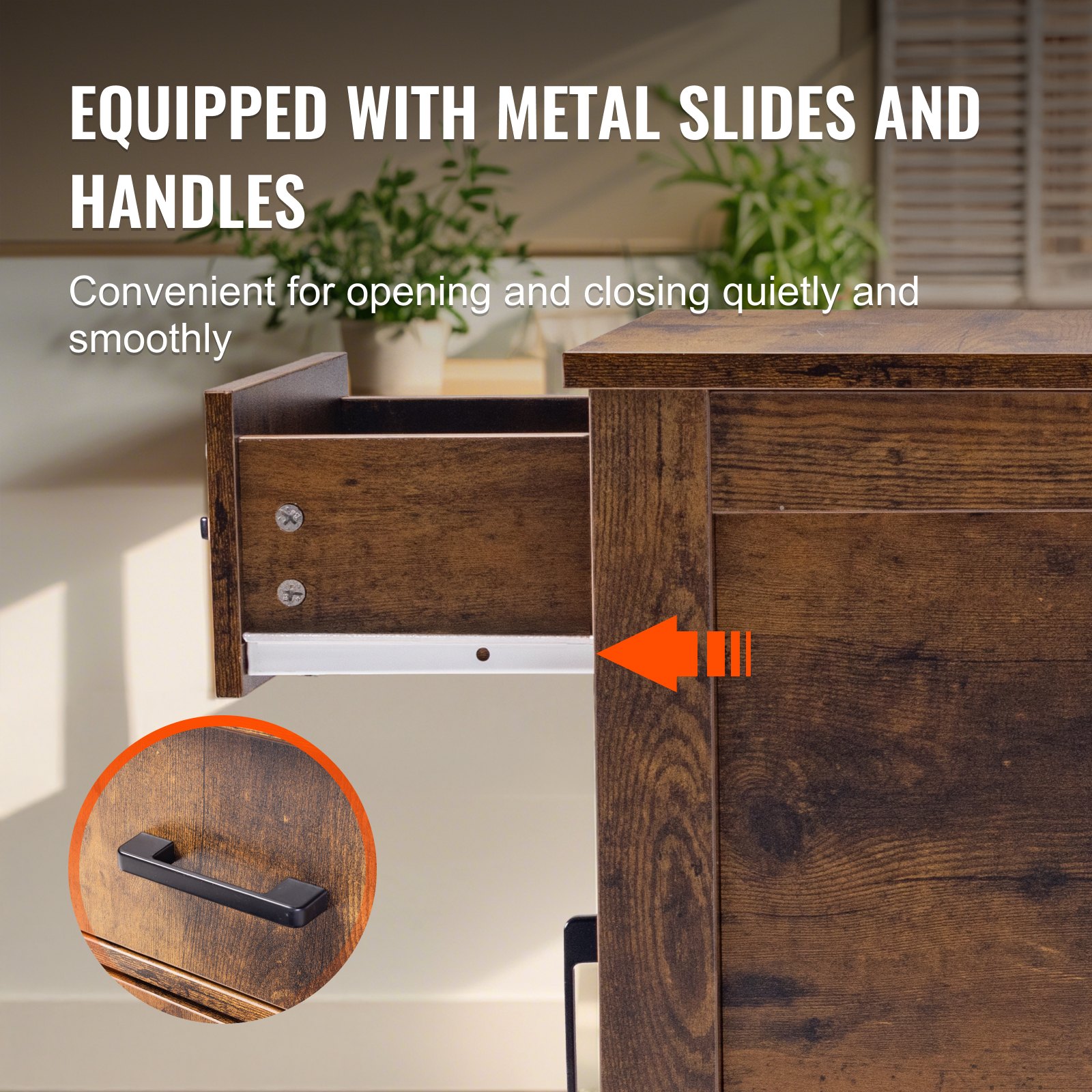 VEVOR Farmhouse End Table, Night Stand with USB Ports and Outlets, 3 Tiers End Table Side Table with Storage Cabinet and 1 Drawer, Ideal for Living Room, Bedroom, Office, Burlywood