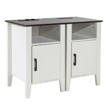 VEVOR Bijzettafel Vierkant Nachtkastje 2-delig Nachtkastje met USB-poorten, 3-laags bijzettafel met opbergkast en LED-verlichting, voor Woonkamer Slaapkamer Kantoor Wit