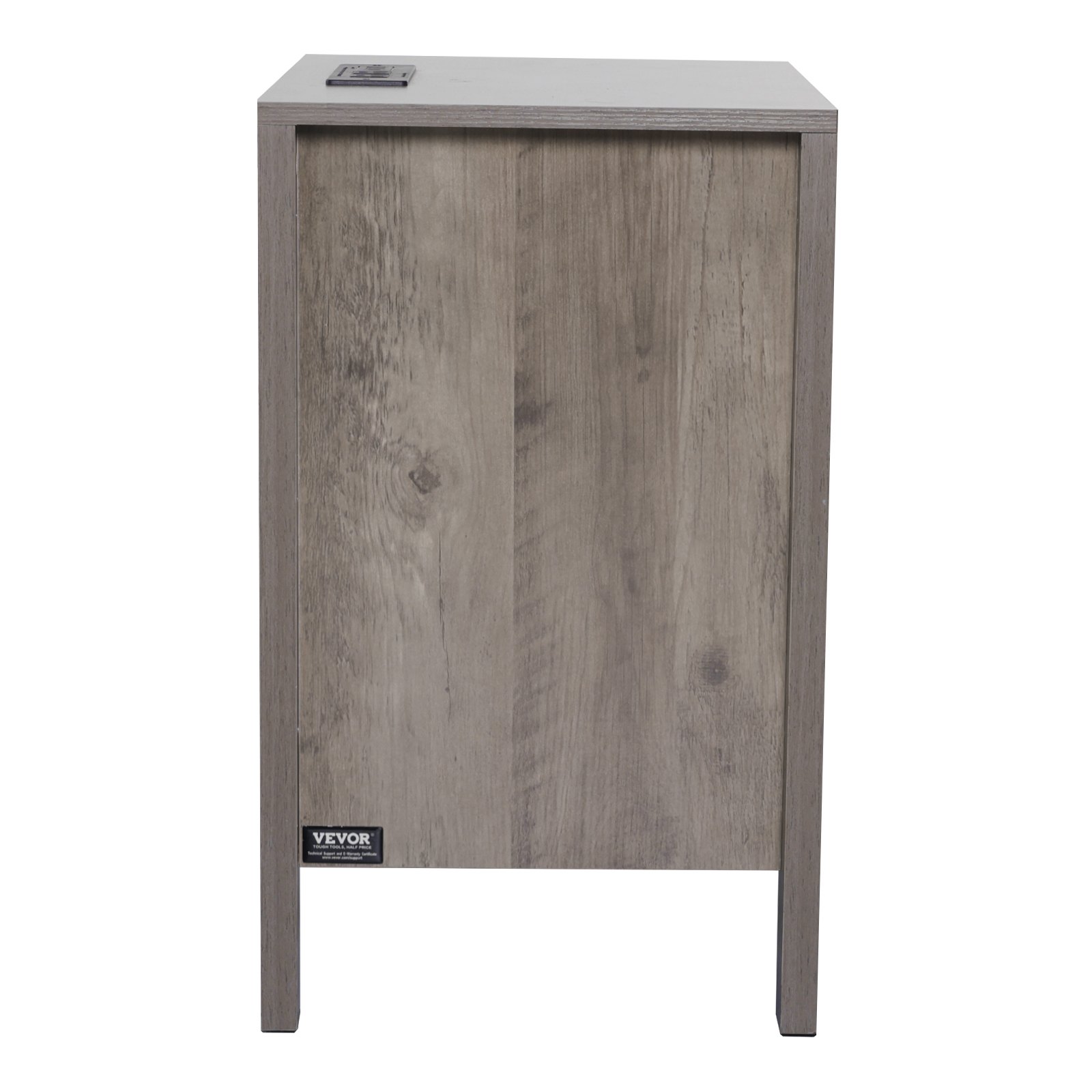 VEVOR Farmhouse End Table, Set of 2, Square Night Stand with USB Ports and Outlets, 3 Tiers End Table Side Table with Storage Cabinet and 2 Drawers, Ideal for Living Room, Bedroom, Office, Gray