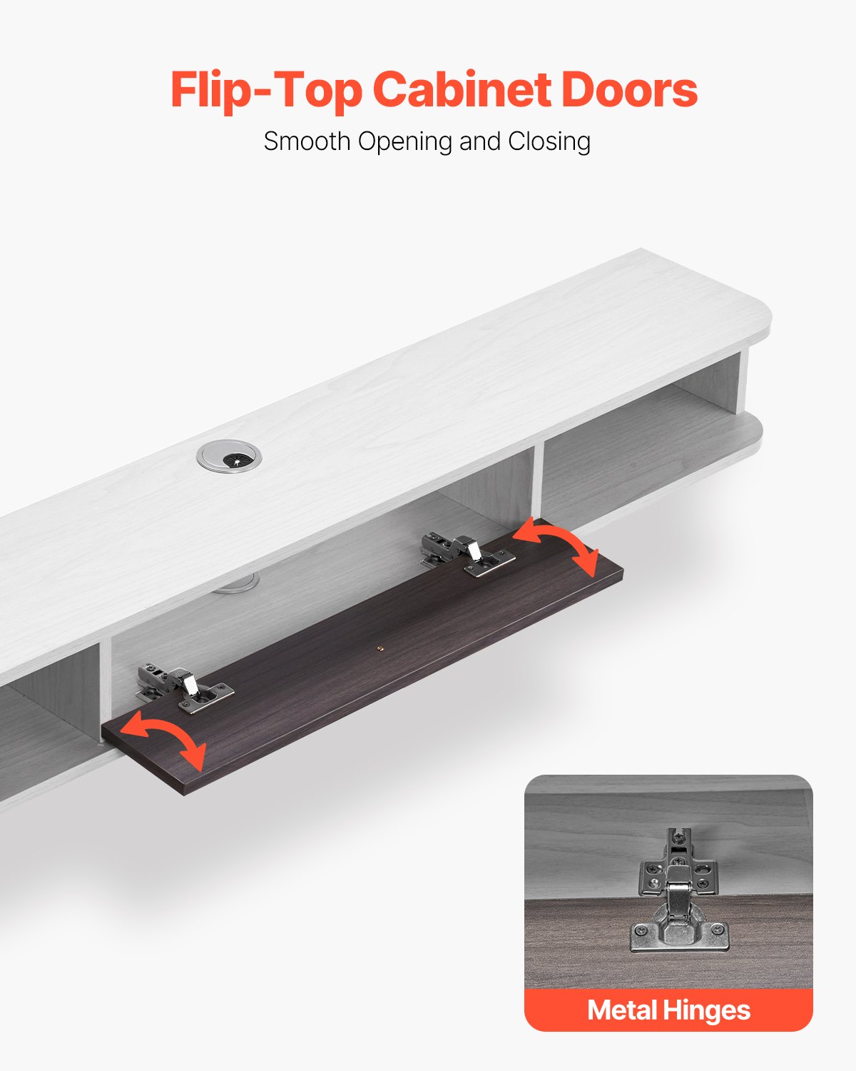 VEVOR TV-meubel Hangende Muurbeugel, TV-meubel met Kabelgat, Zwevende TV-plank met Opbergruimte voor DVD-speler Kabelbox Gameconsole, Wandkast Draagvermogen 52 kg Wit 140 cm Lengte