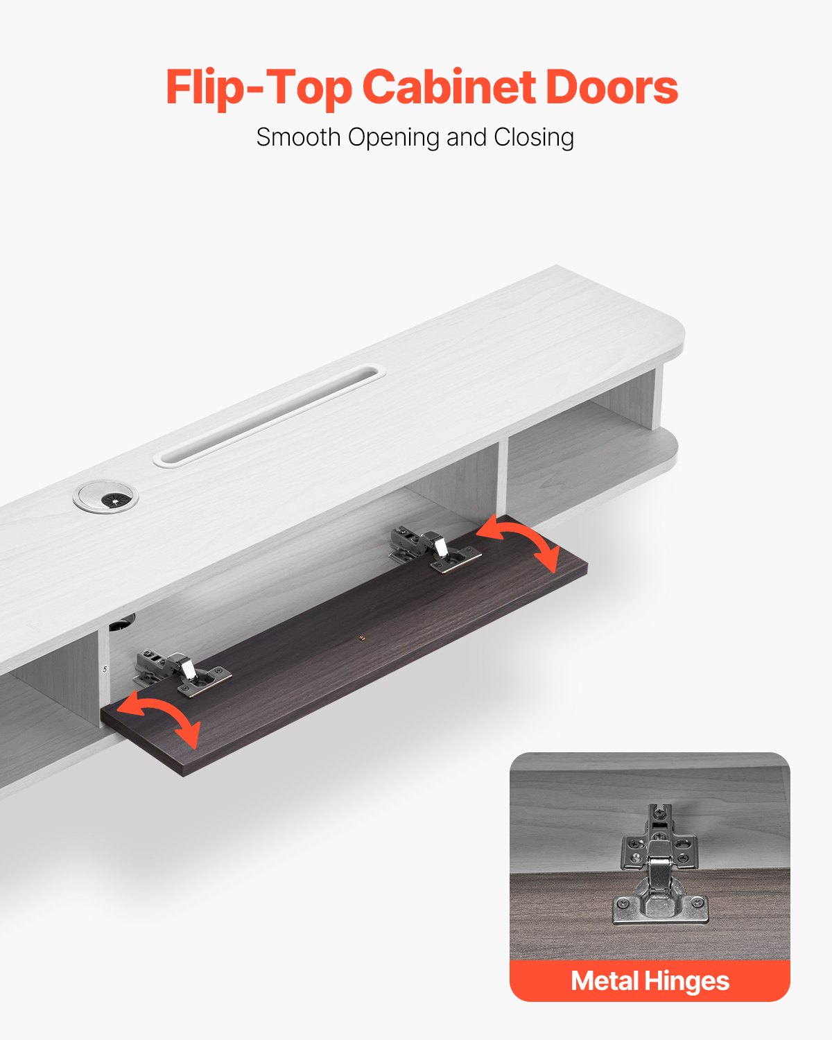 VEVOR TV-meubel Hangende Muurbeugel, TV-meubel met Kabelgat, Zwevende TV-plank met Opbergruimte voor DVD-speler Kabelbox Gameconsole, Wandkast Draagvermogen 52 kg Wit 120 cm Lengte