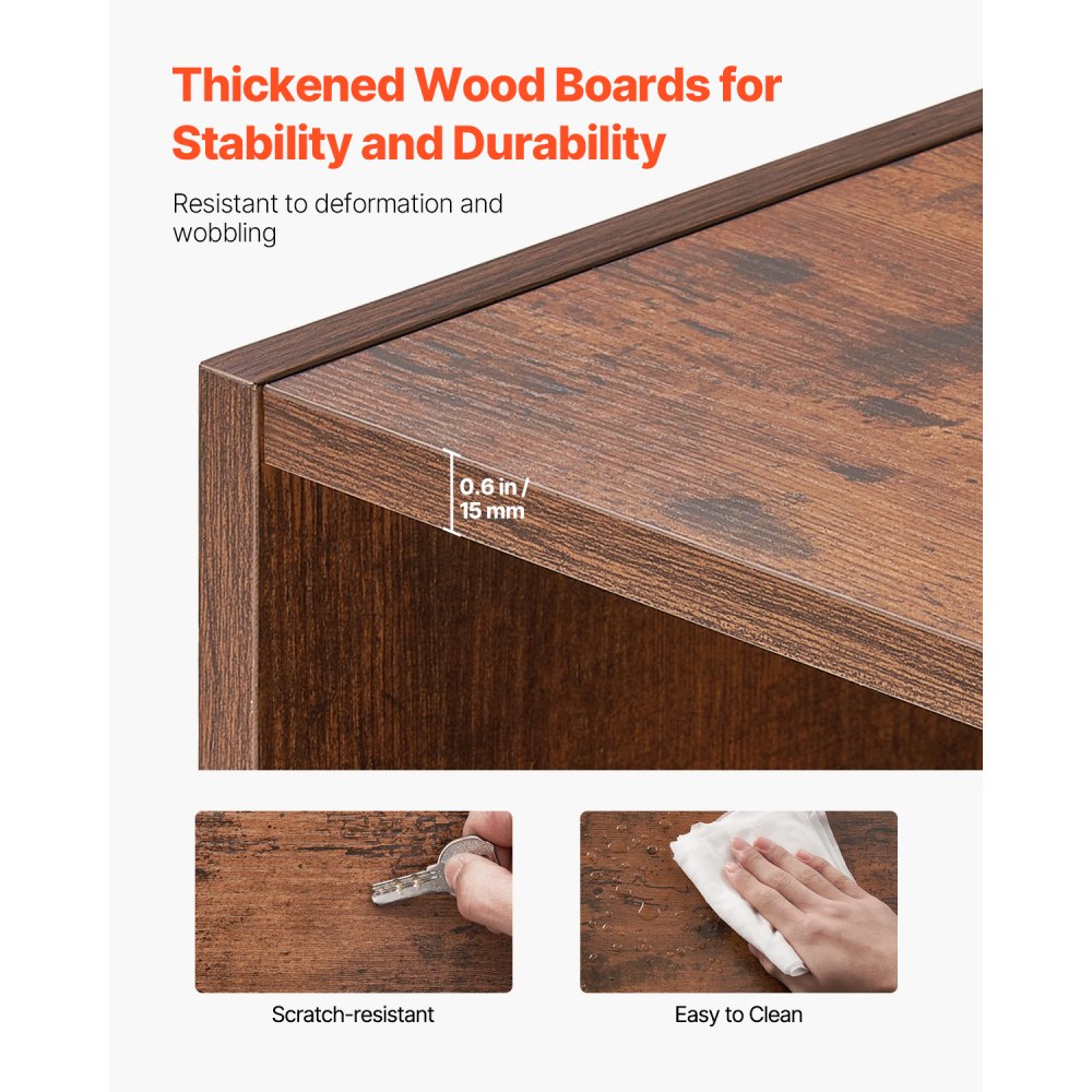 VEVOR Slanke boekenkast met 5 rechthoekige compartimenten en in hoogte verstelbare plank, 1345 mm hoge staande opbergplank van E1-spaanplaat, displayplank voor woonkamer/slaapkamer, bruin