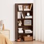 VEVOR 5 Tiers Narrow Bookshelf, 53 in Wooden Open Bookcase with Height-Adjustable Shelf, Freestanding Tall Display Storage Floor Bookcase Bookshelf for Library, Bedroom, Living Room, Office, Brown