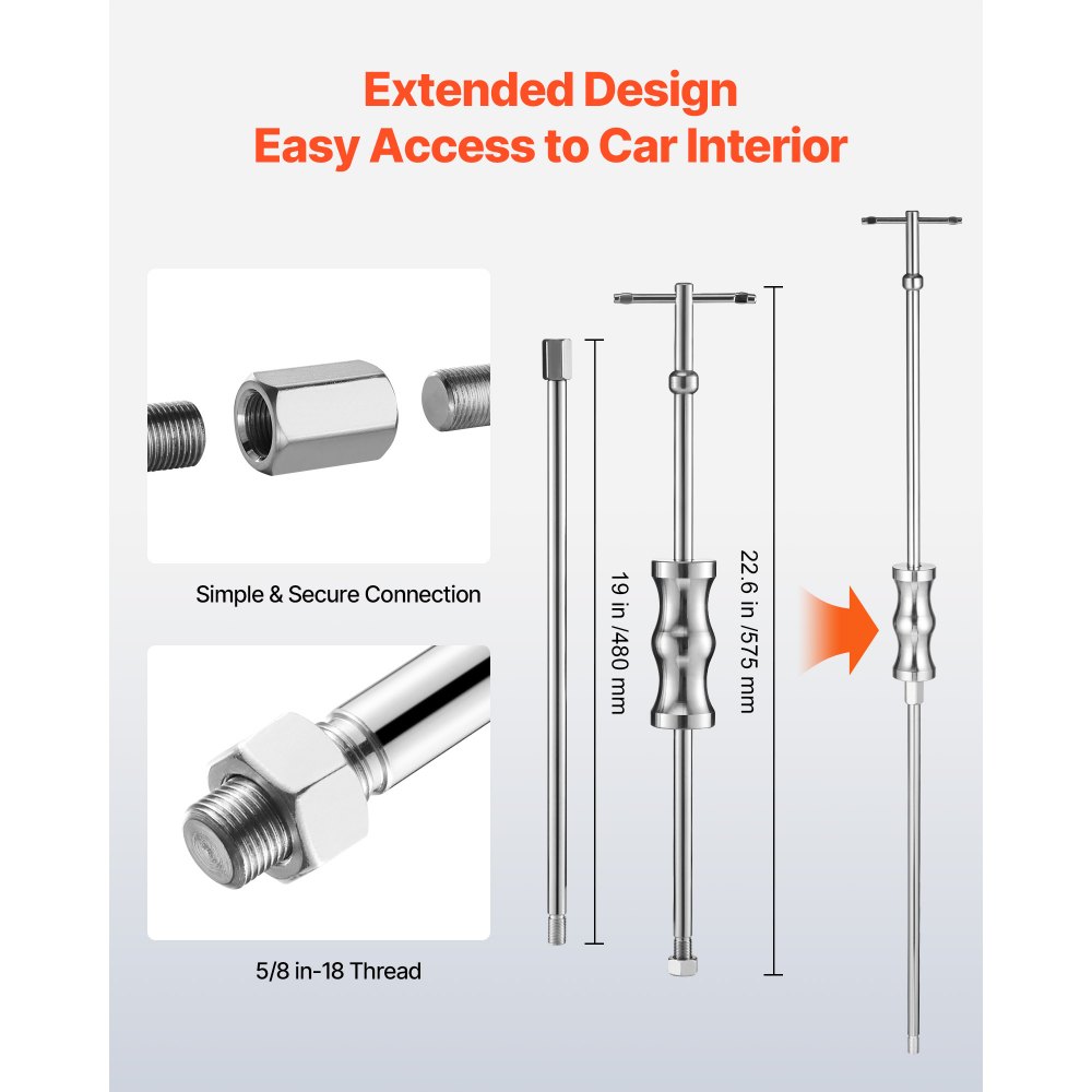 VEVOR Heavy Duty glijhamerset voor voorwielaandrijfastrekker, gereedschapsset voor binnenste homokinetische koppelingsastrekker met 5/8" 18 glijhamer en 2/2,5" vorkadapter