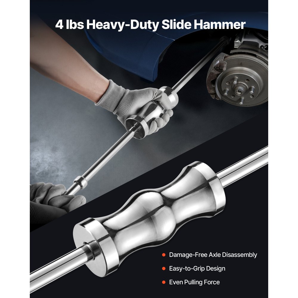 VEVOR Heavy Duty glijhamerset voor voorwielaandrijfastrekker, gereedschapsset voor binnenste homokinetische koppelingsastrekker met 5/8" 18 glijhamer en 2/2,5" vorkadapter