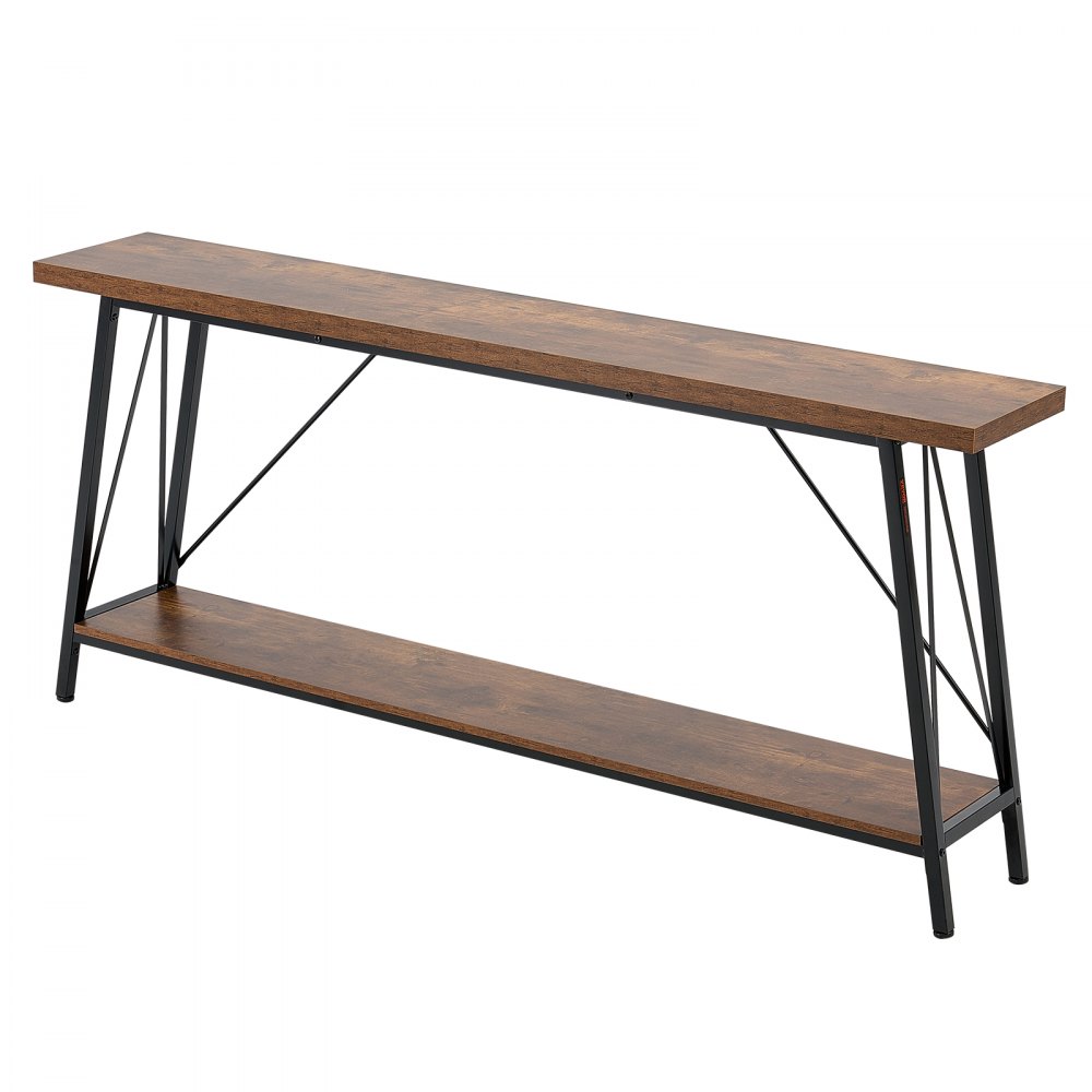 VEVOR smalle consoletafel entreetafel (lengte 180 cm / draagvermogen 45,3 kg), 2-laags haltafel bijzettafel banktafel met metalen frame, voor entree, hal woonkamer slaapkamer