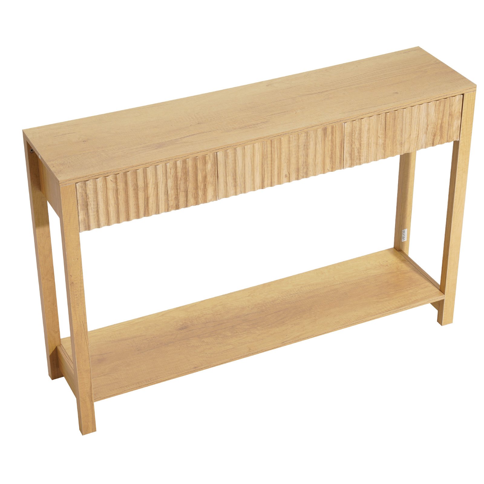 VEVOR Consoletafel/bijzettafel met lades en opbergvak, smalle rechthoekige entreetafel gemaakt van MDF + spaanplaat voor hal, slaapkamer, woonkamer, entree, gangtafel 120 x 30 x 80 cm Natuurlijk hout