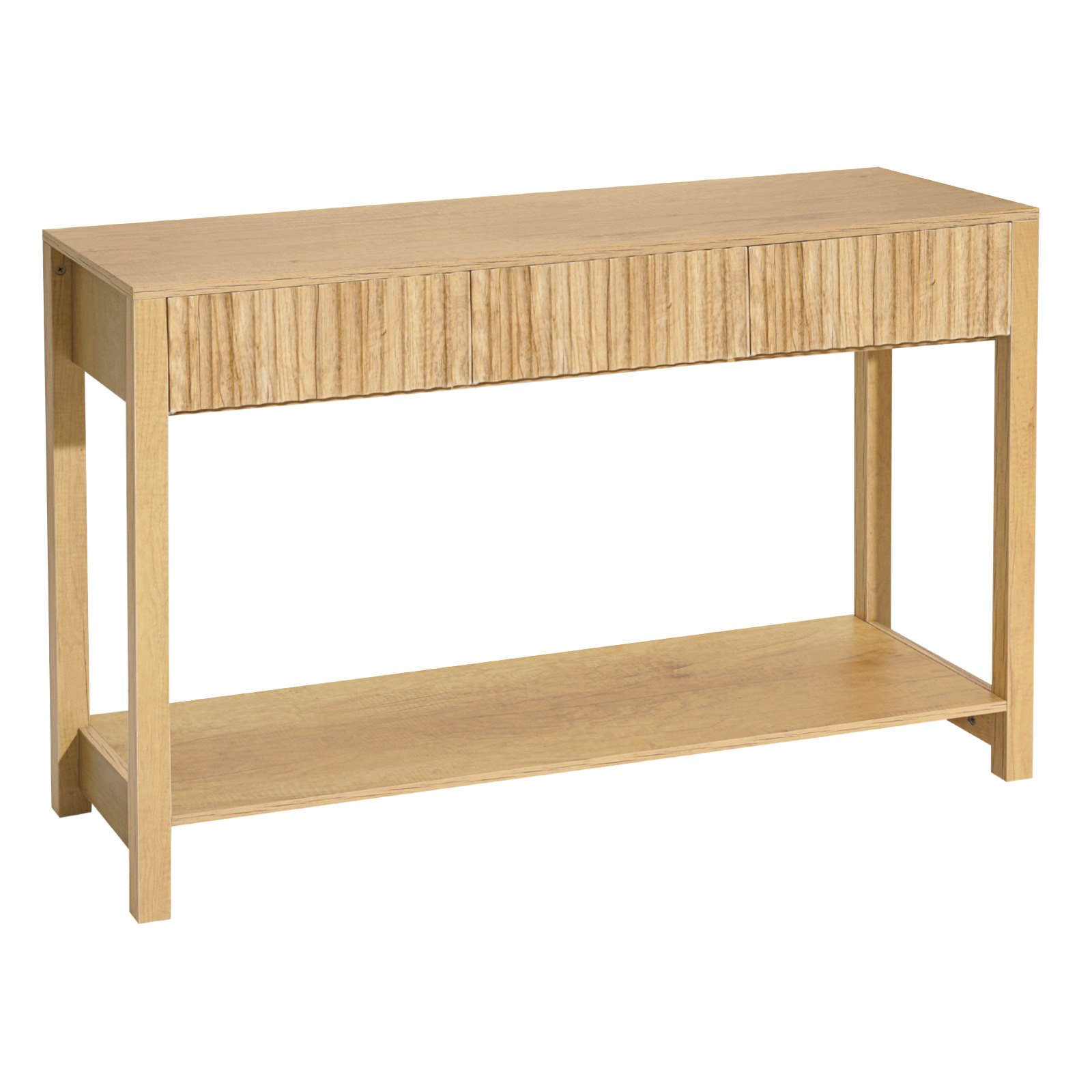 VEVOR Consoletafel/bijzettafel met lades en opbergvak, smalle rechthoekige entreetafel gemaakt van MDF + spaanplaat voor hal, slaapkamer, woonkamer, entree, gangtafel 120 x 30 x 80 cm Natuurlijk hout