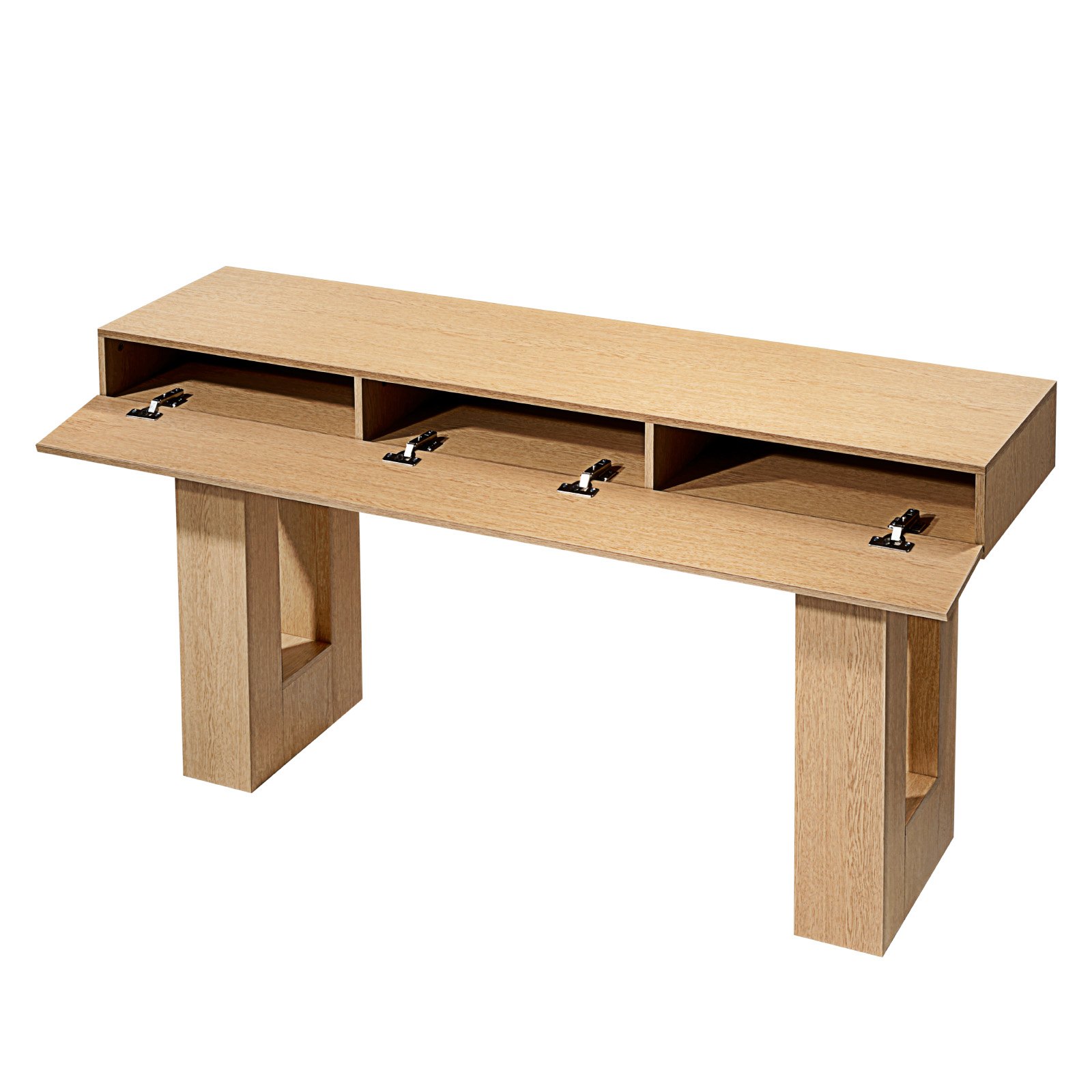 VEVOR Consoletafel/Salontafel (160 x 35 x 85 cm / L x B x H), smalle rechthoekige bijzettafel van spaanplaat voor hal, slaapkamer, woonkamer, entree, haltafel, bijzettafel, naturel hout