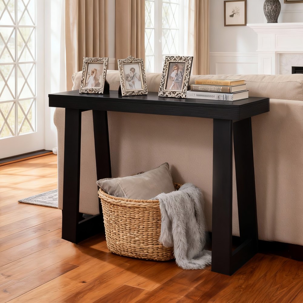 VEVOR Consoletafel, bijzettafel achter de bank (91,5 x 30,5 x 81 cm / L x B x H), rechthoekige bijzettafel van meerlaags plaatmateriaal voor hal, slaapkamer, woonkamer, entree, moderne zwarte haltafel