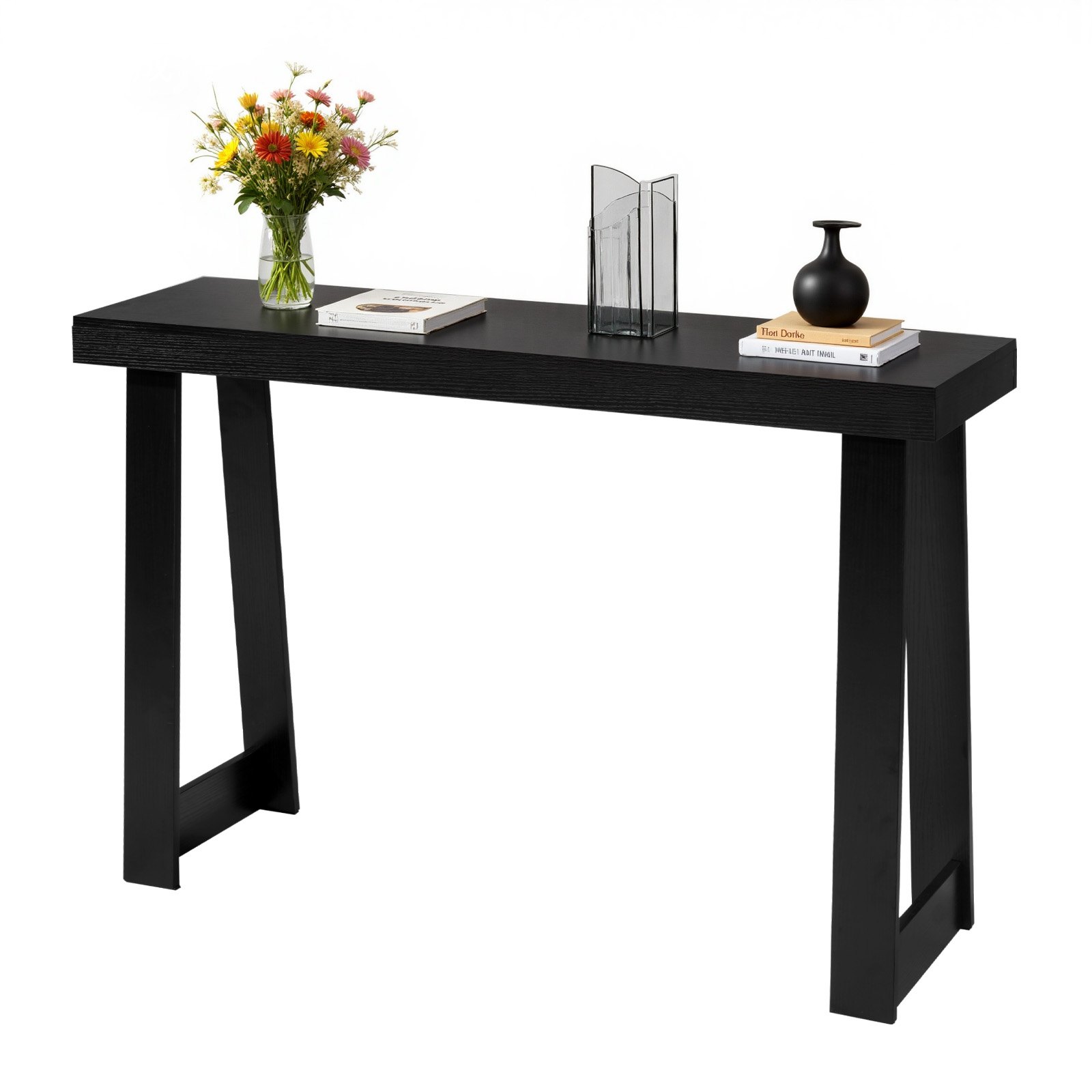 VEVOR Consoletafel, bijzettafel achter de bank (118 x 30,5 x 81 cm / L x B x H), rechthoekige bijzettafel van meerlaags plaatmateriaal voor hal, slaapkamer, woonkamer, entree, zwart