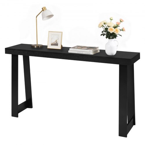 VEVOR Consoletafel, bijzettafel achter de bank (140 x 30,5 x 81 cm / L x B x H), rechthoekige bijzettafel van meerlaags plaatmateriaal voor hal, slaapkamer, woonkamer, entree, moderne zwarte haltafel