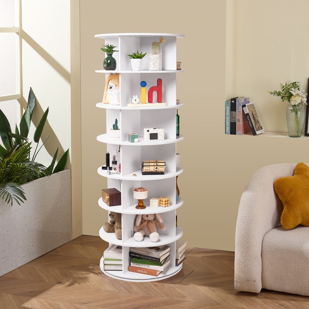 VEVOR Draaibaar schoenenrek, torenmodel, schoenenrek met 7 niveaus, 360° draaibare schoenendisplay, Lazy Susan schoenenrek-organizer, ideaal voor de hal, slaapkamer, woonkamer, wit