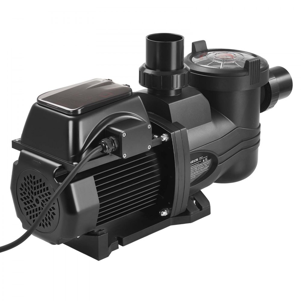 VEVOR Variable Speed Pool Pump, 1350W, AC 220-240V, 30,000 L/H, In/Above Swimming Pool Pump with Filter Basket, Powerful Self Priming, Programmable Timer, for Inground and Above Ground Swimming Pool
