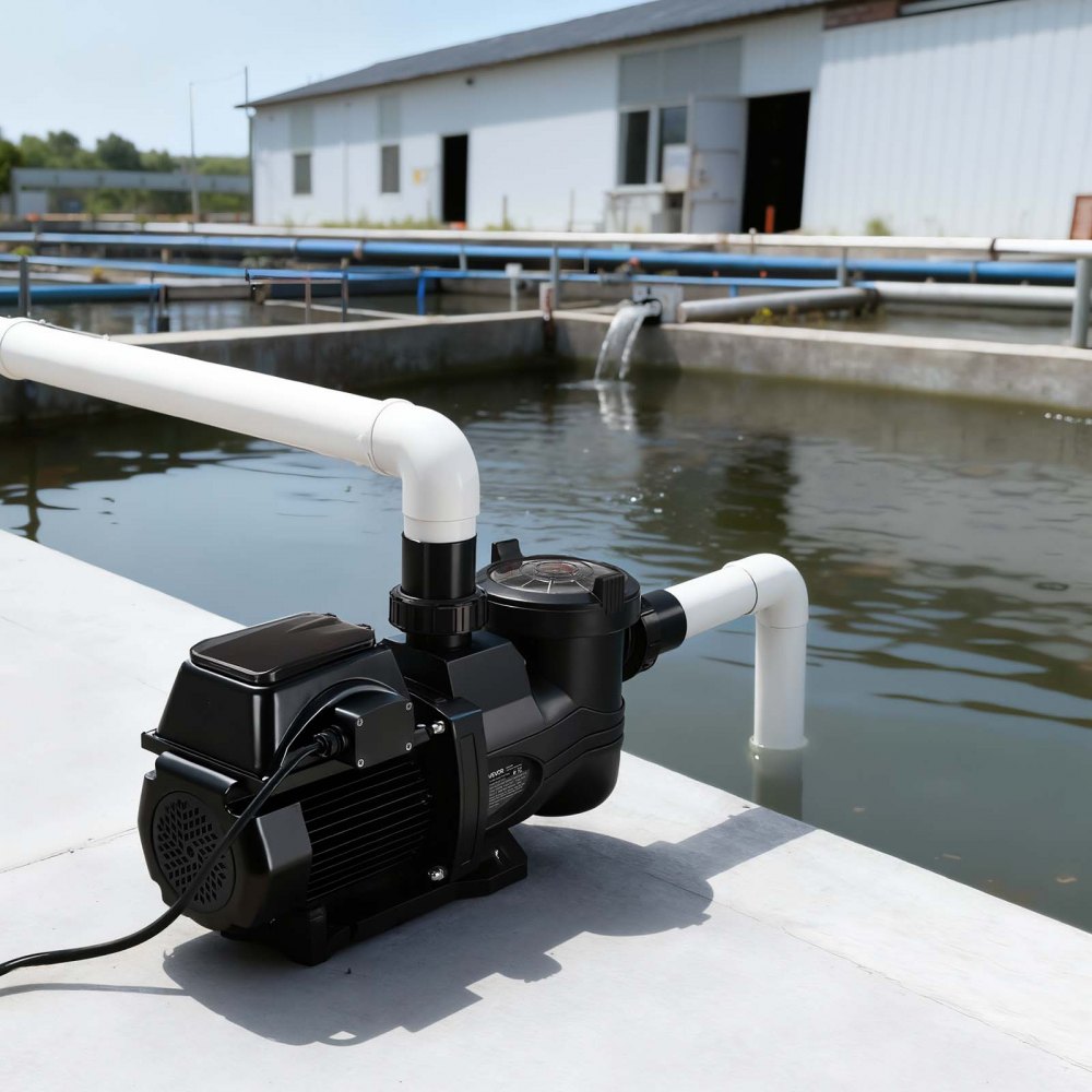 VEVOR zwembadpomp 33.000 l/u, met variabele snelheid, 17 m opvoerhoogte, 1.650 W, inbouw-/bovengrondse zwembadpomp met filtermand, zelfaanzuigende filterpomp, programmeerbare timer, voor bovengrondse zwembaden