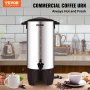 VEVOR Commercial Coffee Urn, 50 Cups Stainless Steel Large Coffee Dispenser, 1000W 220V Electric Coffee Maker Urn For Quick Brewing, Hot Water Urn with Detachable Power Cord for Easy Cleaning, Silver