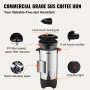 VEVOR Commercial Coffee Urn, 50 Cups Stainless Steel Large Coffee Dispenser, 1000W 220V Electric Coffee Maker Urn For Quick Brewing, Hot Water Urn with Detachable Power Cord for Easy Cleaning, Silver