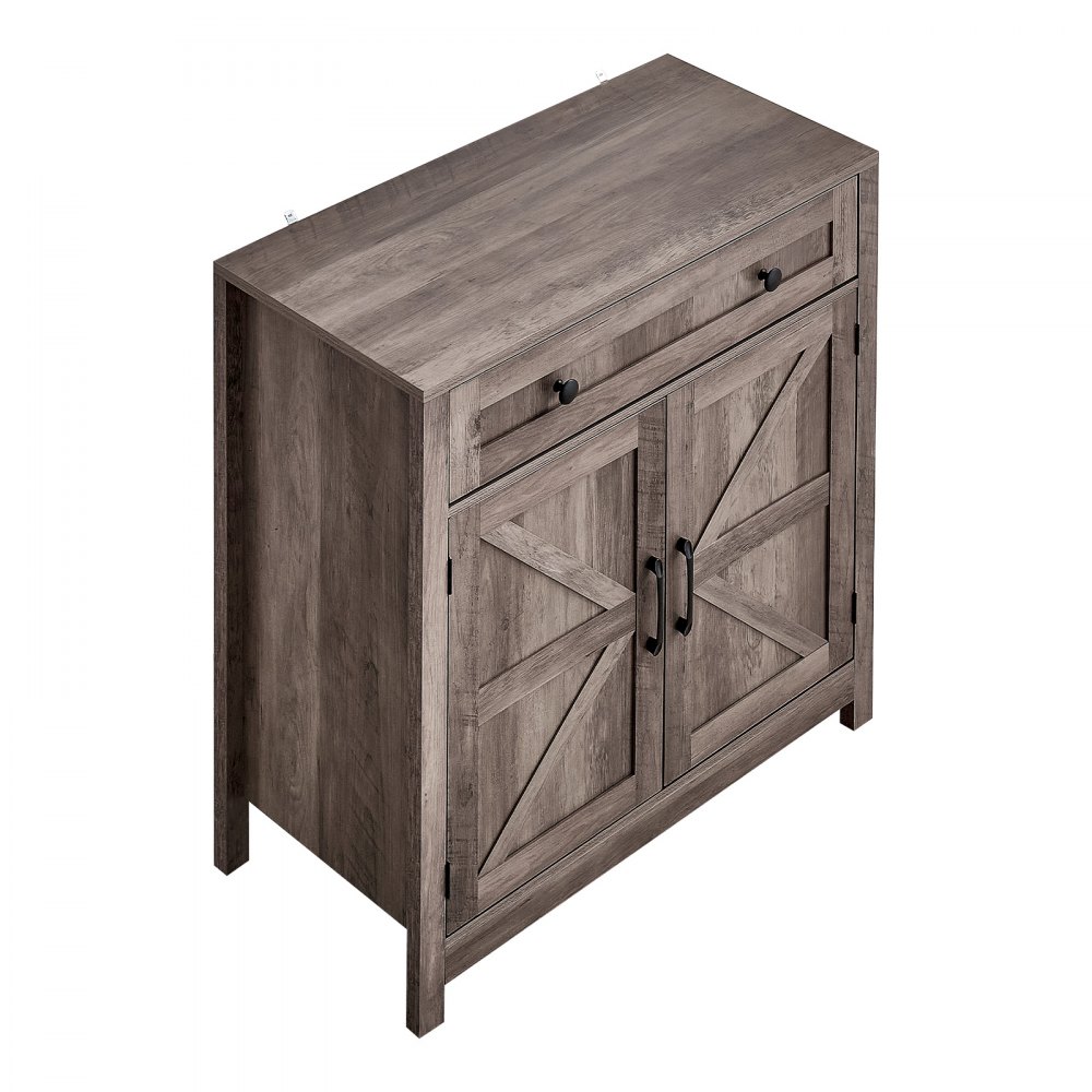 VEVOR Keukenkast, Dressoir met Lade en 2 Schuifdeuren, Buffetkast voor Woonkamer, Eetkamer, Hal, Gang, Keuken, 75x37,5x80 cm, Landelijke Stijl, Grijs
