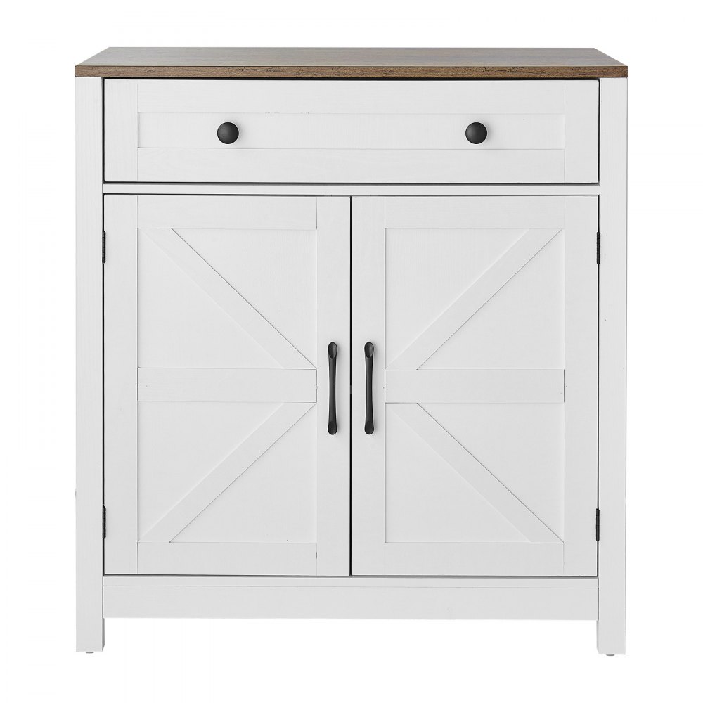 VEVOR Dressoir Keukenkast met Laden, Buffetkast Landelijke Stijl voor Woonkamer, Hal, Keuken, Opbergkast 75 x 37,5 x 80 cm Keukenbuffetkast Wit + Bruin