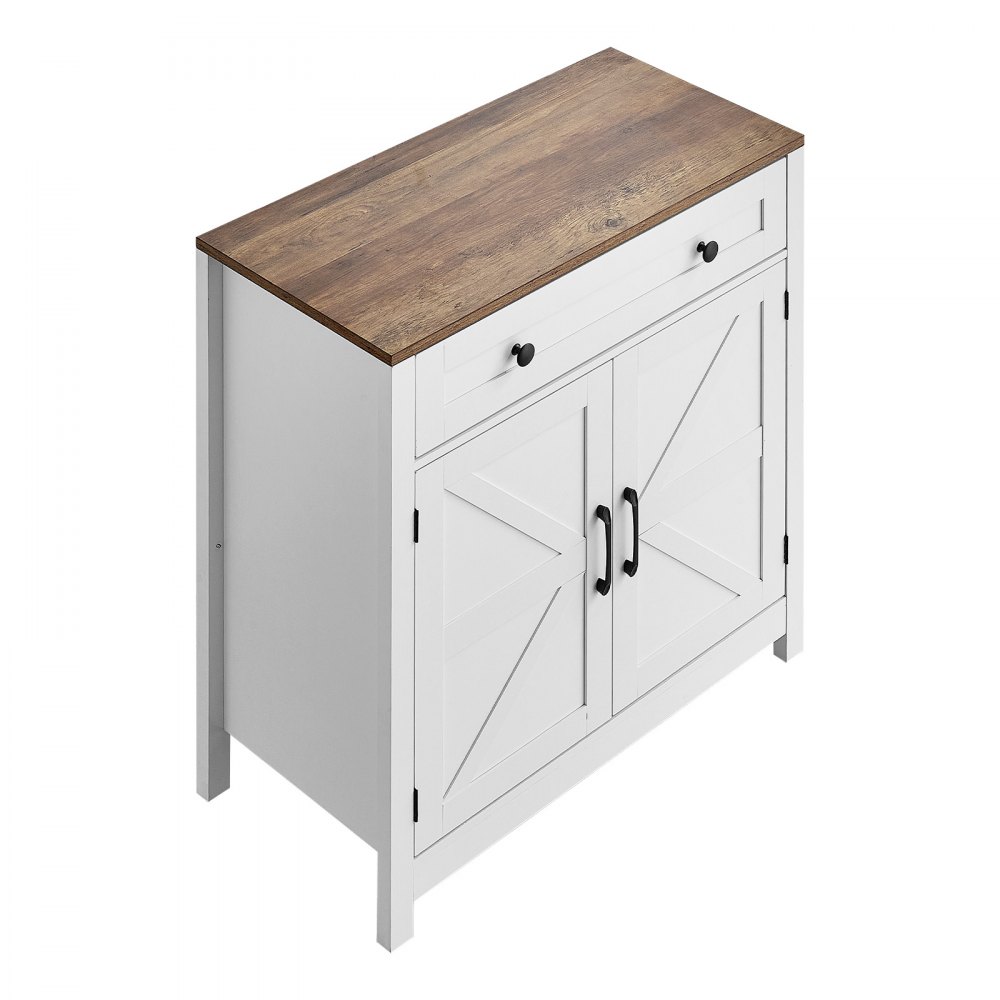 VEVOR Dressoir Keukenkast met Laden, Buffetkast Landelijke Stijl voor Woonkamer, Hal, Keuken, Opbergkast 75 x 37,5 x 80 cm Keukenbuffetkast Wit + Bruin