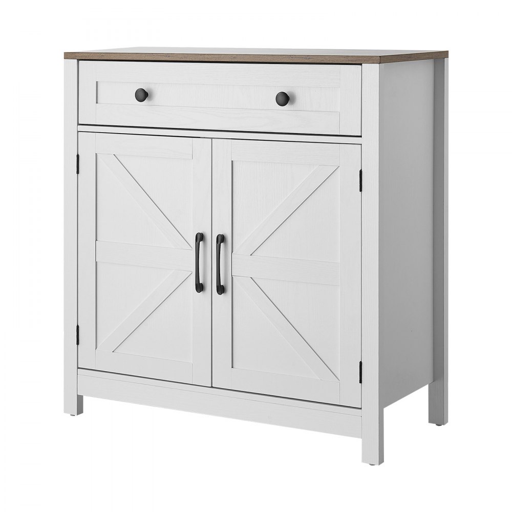 VEVOR Dressoir Keukenkast met Laden, Buffetkast Landelijke Stijl voor Woonkamer, Hal, Keuken, Opbergkast 75 x 37,5 x 80 cm Keukenbuffetkast Wit + Bruin