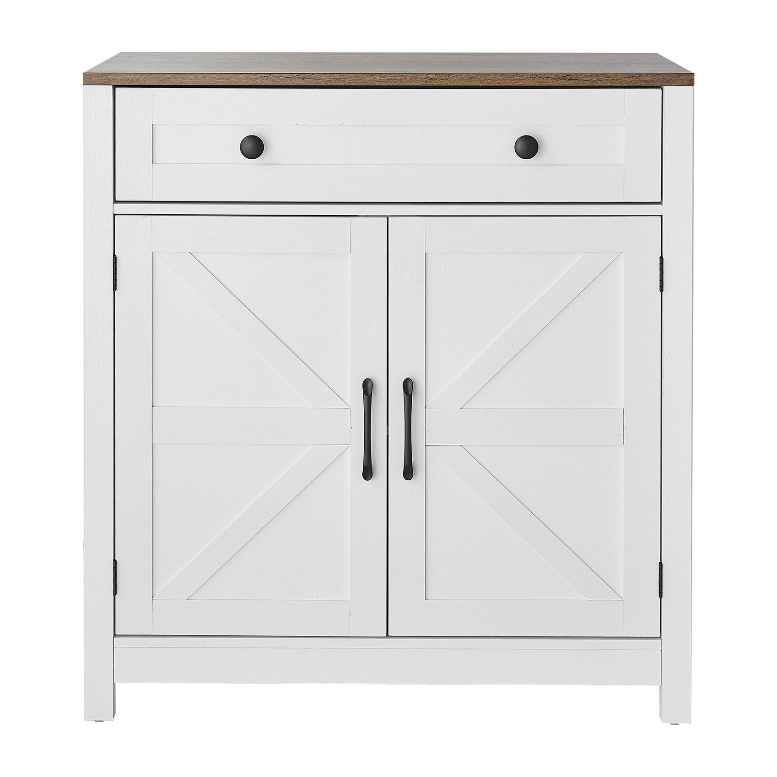 VEVOR Dressoir Keukenkast met Laden, Buffetkast Landelijke Stijl voor Woonkamer, Hal, Keuken, Opbergkast 75 x 37,5 x 80 cm Keukenbuffetkast Wit + Bruin