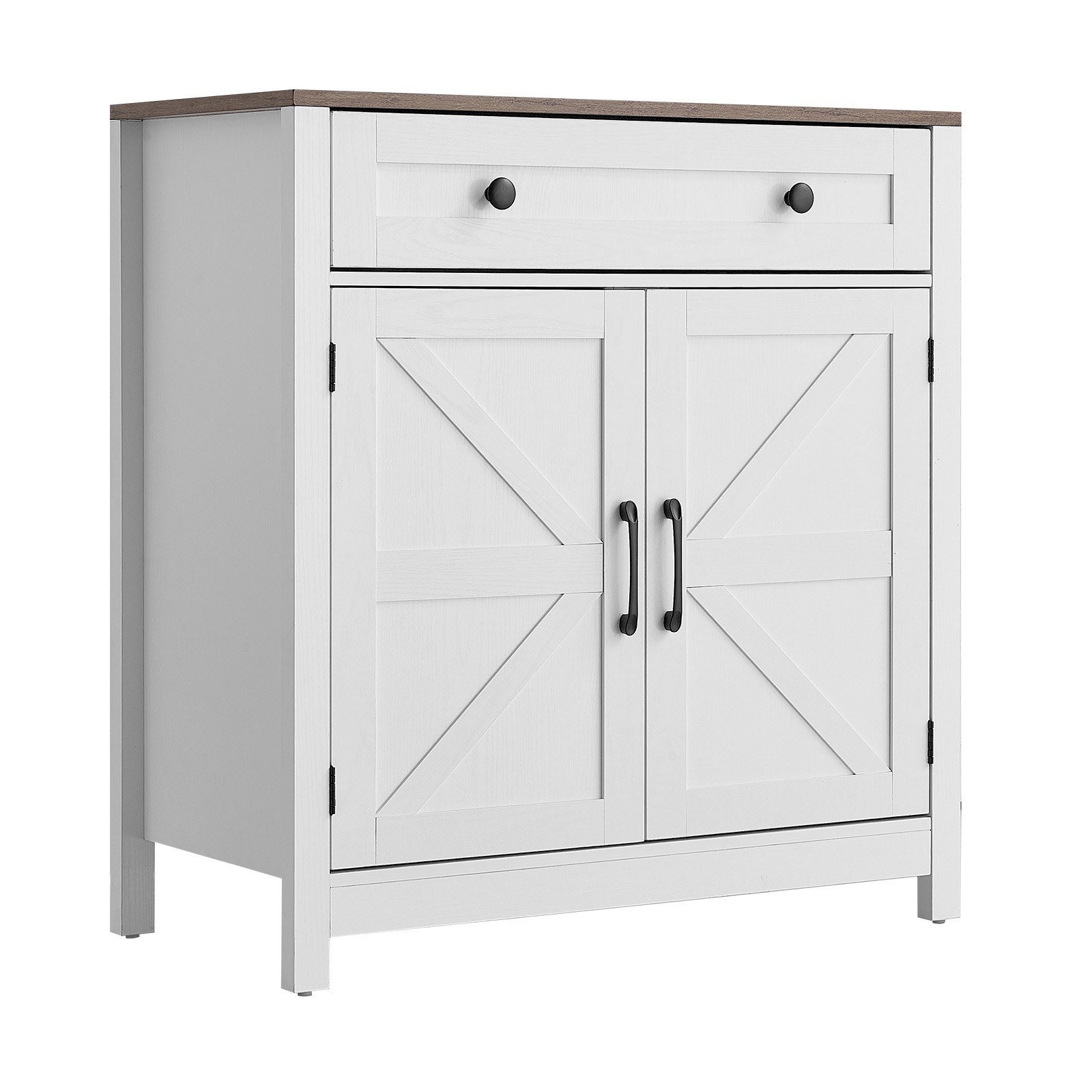 VEVOR Dressoir Keukenkast met Laden, Buffetkast Landelijke Stijl voor Woonkamer, Hal, Keuken, Opbergkast 75 x 37,5 x 80 cm Keukenbuffetkast Wit + Bruin