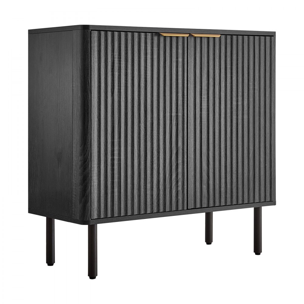 VEVOR Dressoir Keukenkast met 2 planken, buffetkast in middeleeuwse stijl voor woonkamer, hal, keuken, opbergkast 80 x 37,5 x 80 cm, zwart