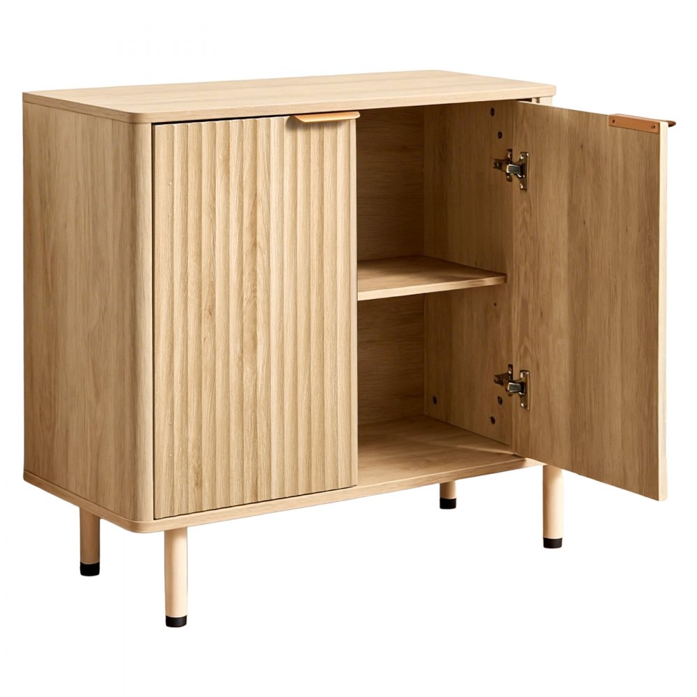 VEVOR Dressoir Keukenkast met 2 planken, buffetkast in middeleeuwse stijl voor woonkamer, hal, keuken, opbergkast 80 x 37,5 x 80 cm Eikenhouten keukenbuffet