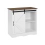 VEVOR Koffiebarkast 80 x 35 x 80 cm Boerderijkoffiebarkast met 3-laags opbergruimte, koffiebartafel met schuurdeur, buffetkast voor woonkamer en entree