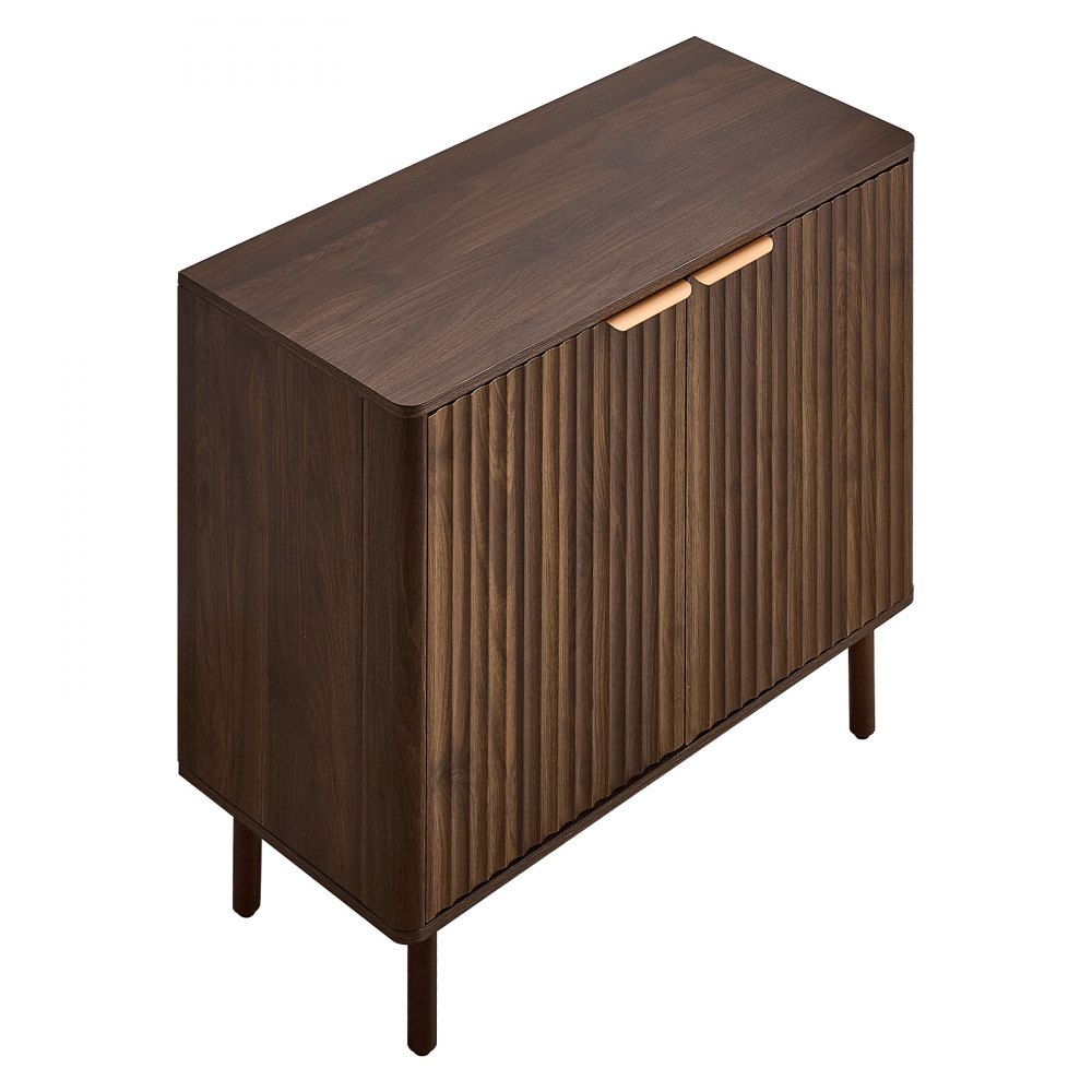 VEVOR Dressoir Keukenkast met 2 planken, buffetkast in middeleeuwse stijl voor woonkamer, hal, keuken, opbergkast 80 x 37,5 x 80 cm Walnoot Keukenbuffet