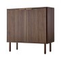 VEVOR Coffee Bar Cabinet, Mid Century Fluted Coffee Bar Table with 2-Tier Storage, Buffet Stand Cabinet with Barn Door, Sideboard Buffet Station for Living Room, Entryway, 80 x 37.5 x 80 cm Walnut