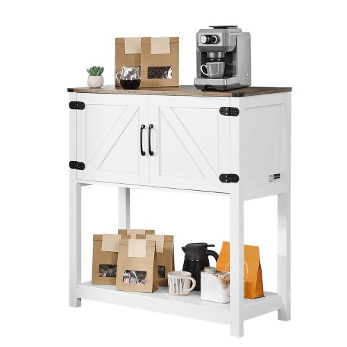 VEVOR Koffiebarkast 3-laags koffiebartafel met magnetische deuren Bruin/Wit
