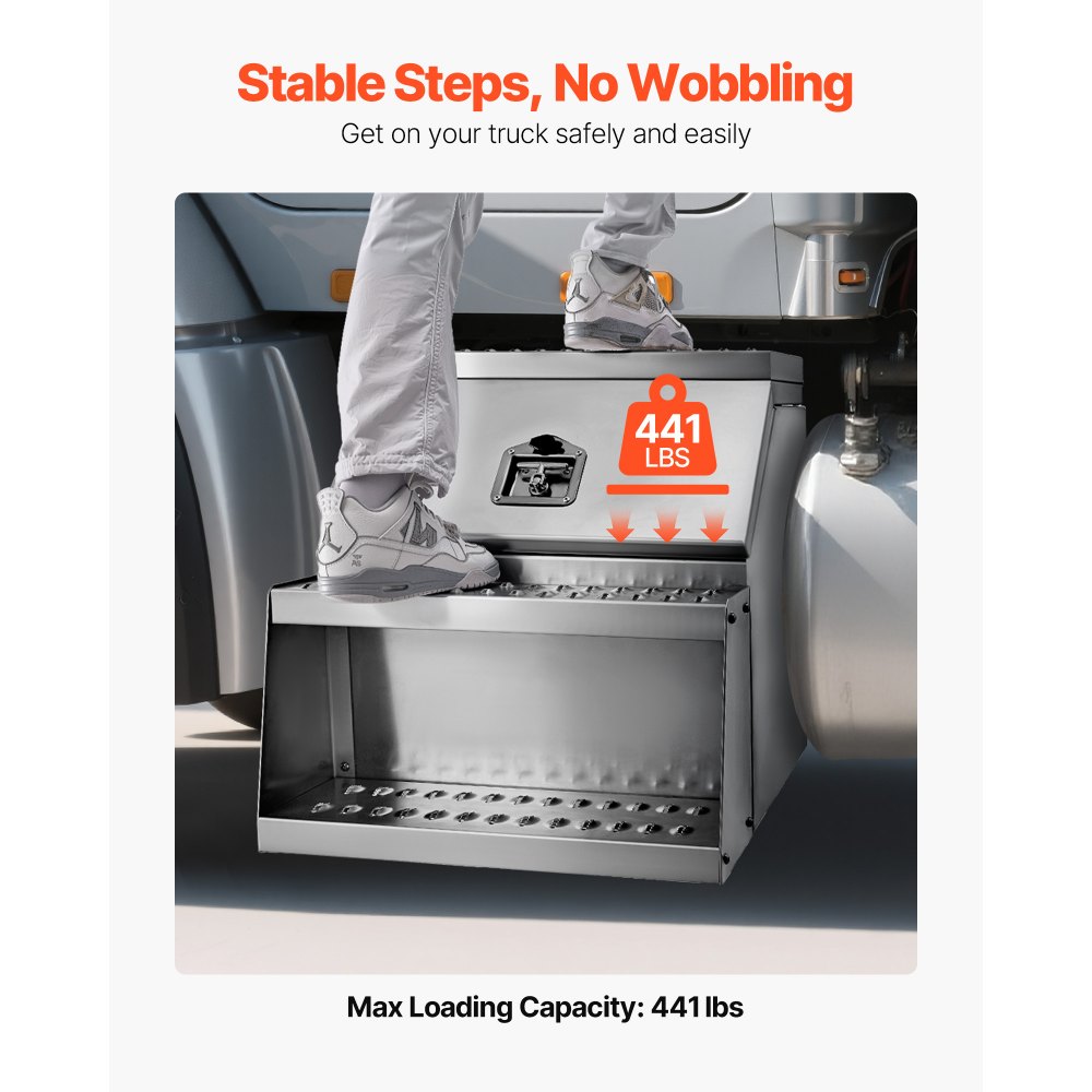 VEVOR Zadeltas opstapkist, 610x695x645 mm, gereedschapskist aan de zijkant, opbergkist voor zadeltas met T-handgreep, slot en sleutels voor oplegger, dieplader