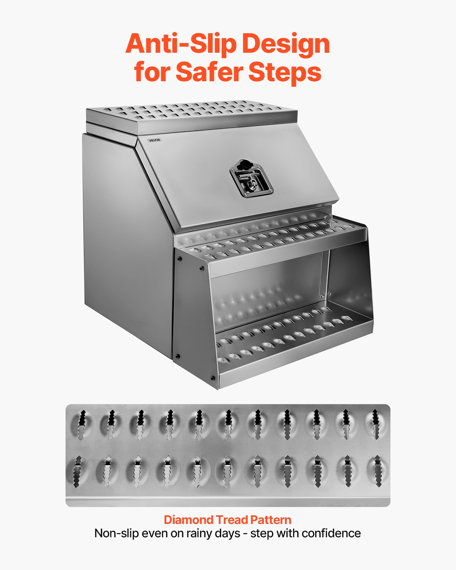 VEVOR Zadeltas opstapkist, 610x695x645 mm, gereedschapskist aan de zijkant, opbergkist voor zadeltas met T-handgreep, slot en sleutels voor oplegger, dieplader