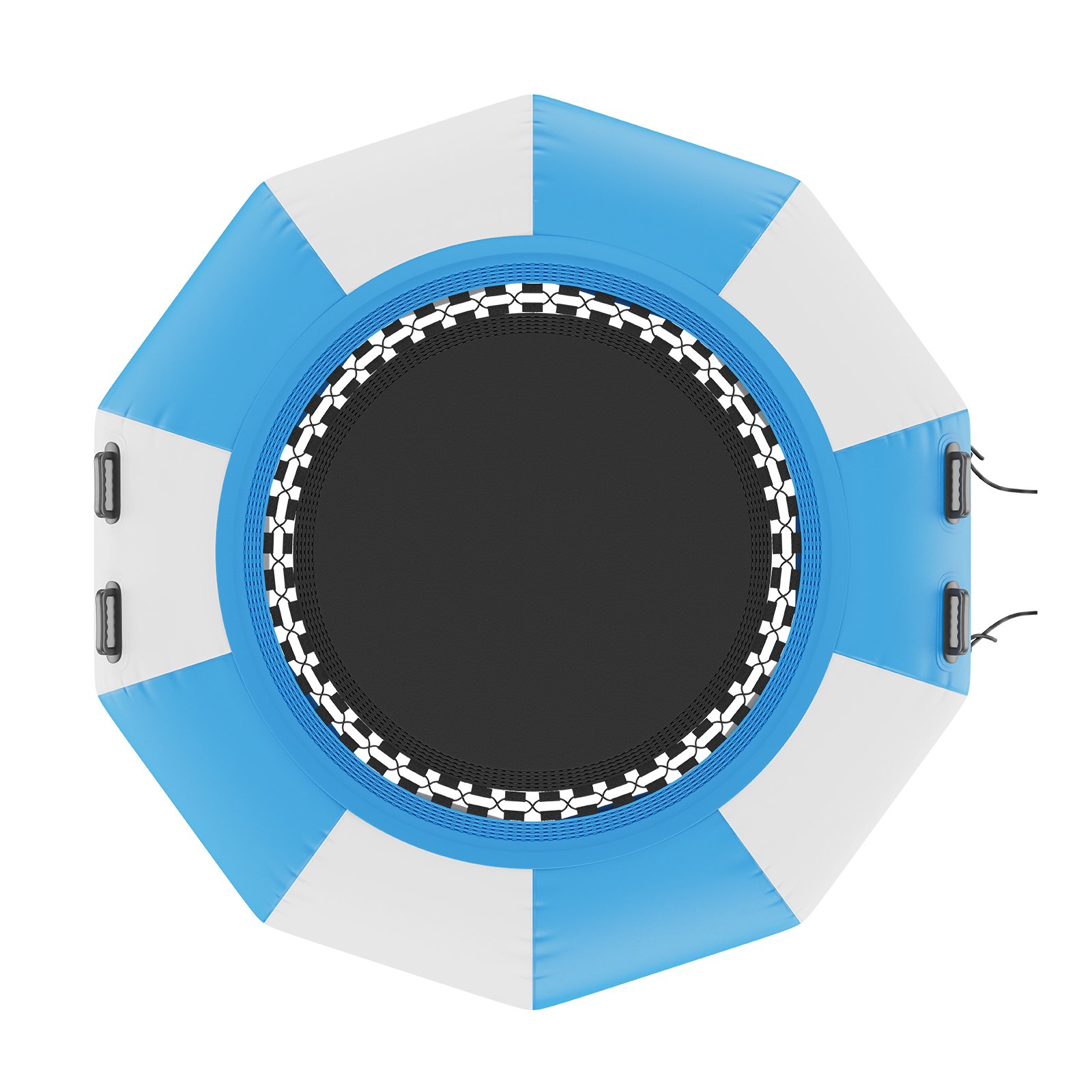 VEVOR Opblaasbare watertrampoline met ladder, waterdicht, slijtvast, watertrampoline 1,98 m groot springoppervlak, springplatform waterpark zwembadtrampoline, blauw + wit, draagvermogen 185 kg