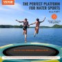 VEVOR opblaasbare watertrampoline met ladder, waterdicht, slijtvast, watertrampolines 3,05 m groot springoppervlak, springplatform waterpark zwembadtrampoline, geel + groen 185 kg laadvermogen